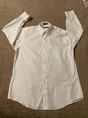 Kirkland Signature White Long-Sleeve Button-Down Dress Shirt